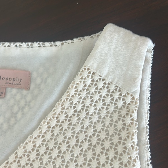 Philosophy Ivory Eyelet Sleeveless Vneck Shift Dress Size 8 - Picture 16 of 16